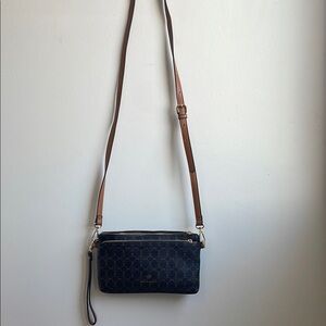 Navy and Brown Crossbody Bag